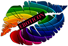 rainbow lips logo with Eroticon written across