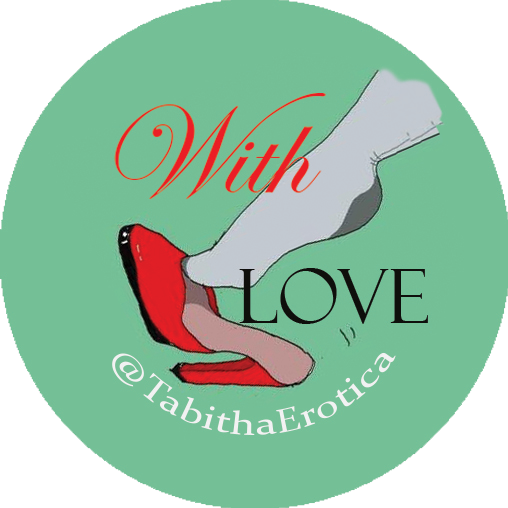 Tabitha Rayne home page logo - stockings and heels with words, With Love - for aural sex erotica post