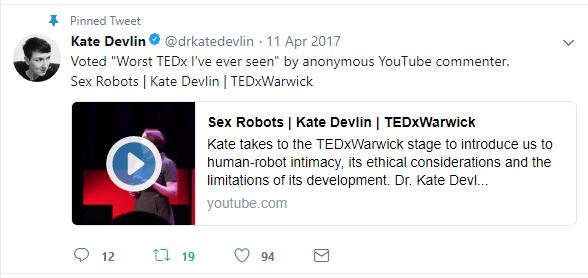 tweet that says 'worst Tedx Talk I've ever seen'