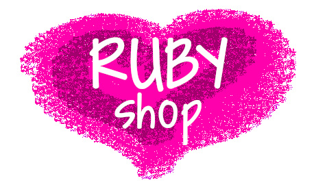 Ruby Glow logo - tow tone pink love heart with Ruby Shop in white writing