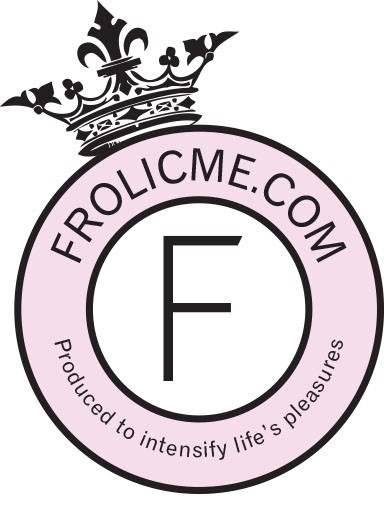 frolicme logo - a pink circle with frolicme.com inside and a black crown on top