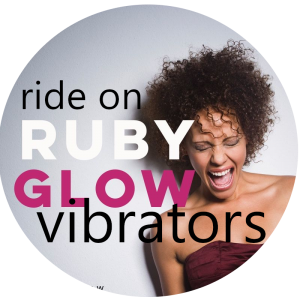 woman smiling with words - Ride On Vibrators - Ruby Glow