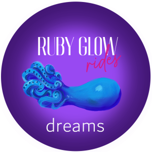 ruby glow rides Dreams - illustration of a silicone tentacle grinder in blue
