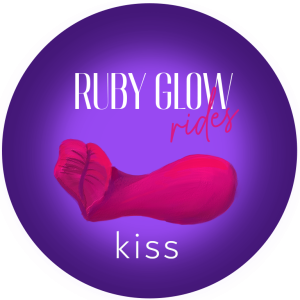 ruby glow rides Kiss - illustration of a silicone grinder in red