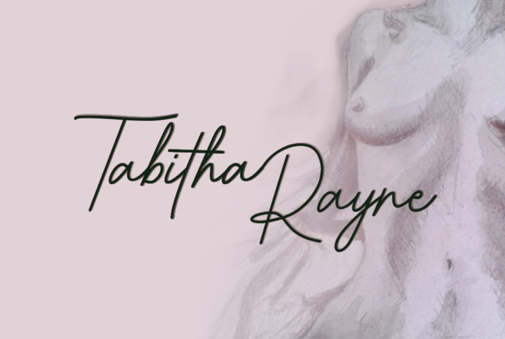 Tabitha Rayne signature  - over her exhibitionist art of a sexy nude painting